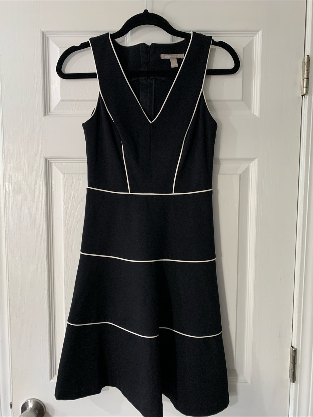 Banana Republic Black Midi Dress with White Piping